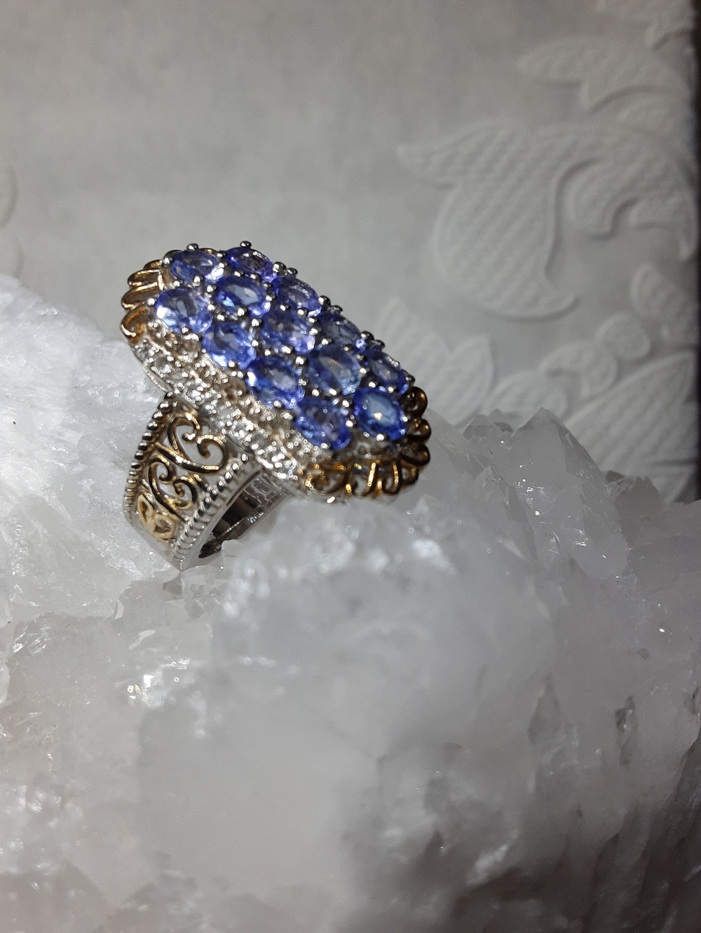 925 Tanzanite, White Zircon Ring. - Picture 2 of 6